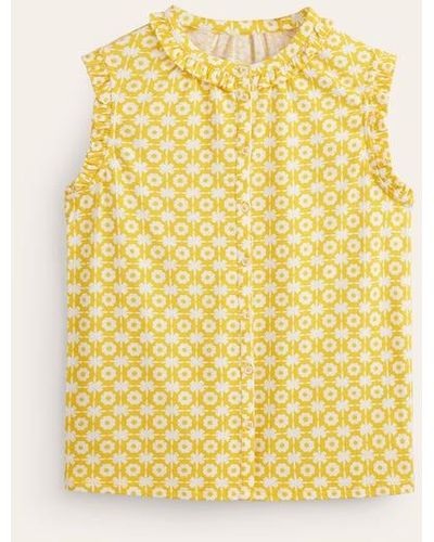 Boden Olive Sleeveless Shirt Passion Fruit, Blossom Tile - Yellow