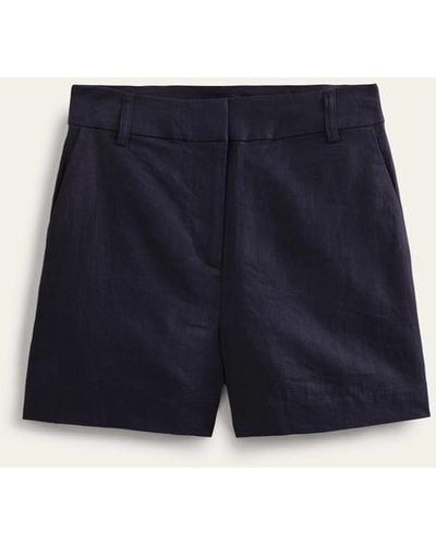 Boden Tailored Linen Shorts - Blue