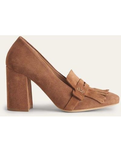Boden Ghillie Detail Heeled Loafers - Brown