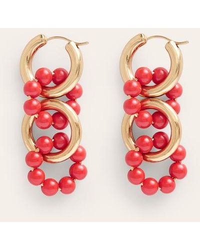 Boden Link Bead Earrings - Red