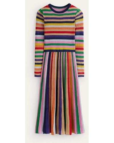 Boden Ribbed Stripe Metallic Dress - Multicolor