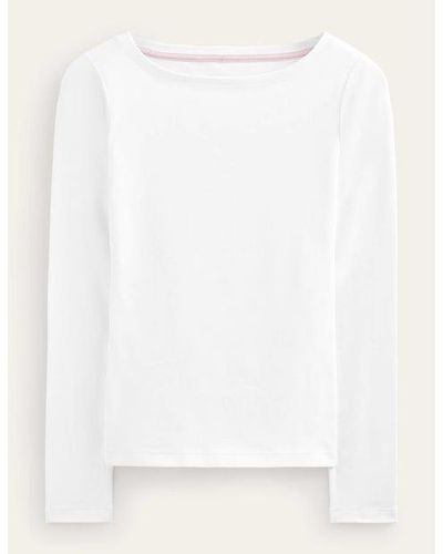 Boden Essential Boat-neck Jersey Top - White