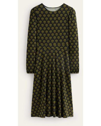 Boden Camille Jersey Midi Dress Black, Lily - Green