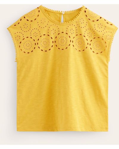 Boden Sasha Broderie T-shirt - Yellow