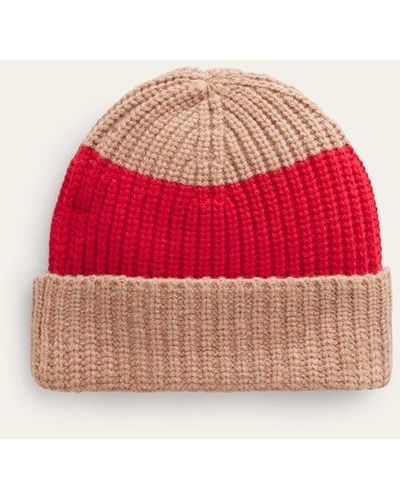 Boden Color Block Beanie Hat - Red