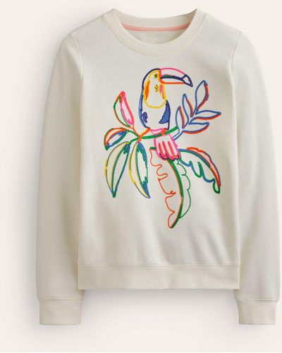 Boden Hannah Embroidered Sweatshirt - White