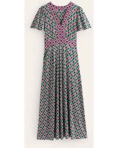 Boden Flutter Jersey Maxi Dress Multi, Botanic Tile - Multicolor