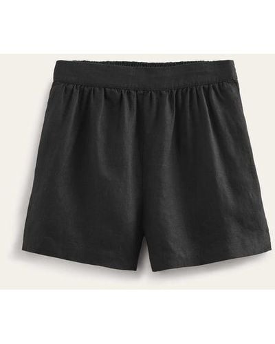 Boden Pull-on Linen Shorts - Black