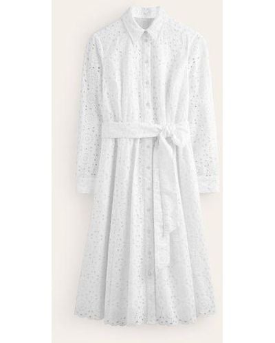 Boden Kate Broderie Midi Shirt Dress - White