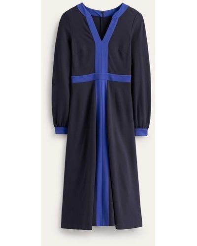 Boden Colourblock Ponte Midi Dress - Blue