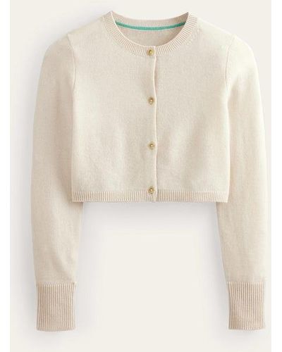 Boden Cropped Cashmere Cardigan - Natural