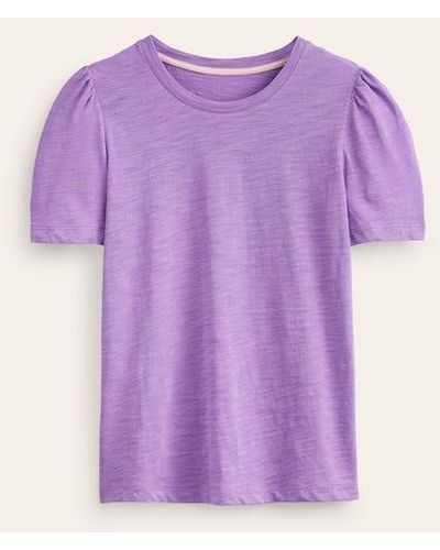 Boden Cotton Puff Sleeve T-shirt - Purple