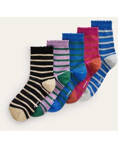 Boden 5-pack Sparkle Ankle Socks - Blue