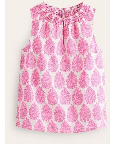 Boden Georgia Linen Sleeveless Top Sangria Sunset, Floret Paisley - Pink