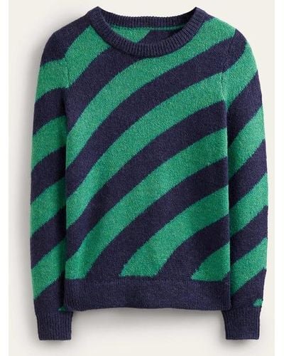Boden Fluffy Diagonal Stripe Sweater - Green