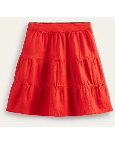 Boden Pull On Tiered Linen Skirt