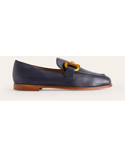 Boden Iris Leather Snaffle Trim Loafers - Blue
