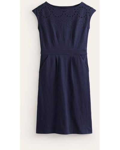 Boden Florrie Broderie Jersey Dress - Blue