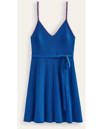 Boden Crochet-trim Knitted Dress - Blue