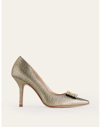 Boden Jewelled Heeled Court Shoes - Natural