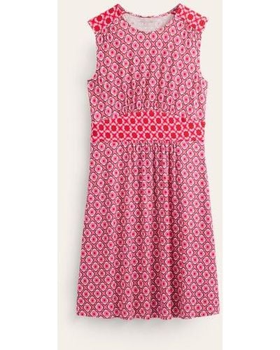 Boden Thea Sleeveless Short Dress Sangria Sunset, Geo Pome - Pink