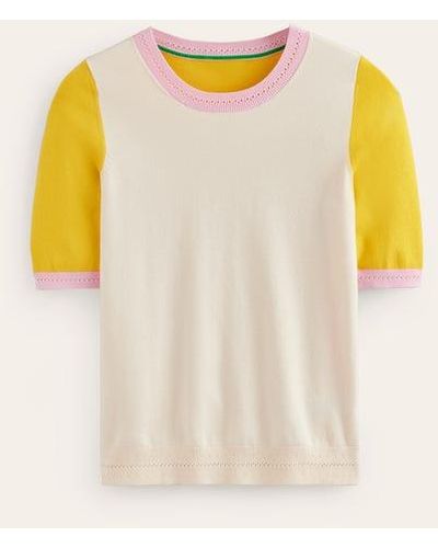Boden Catriona Cotton Crew T-Shirt Multi - Yellow
