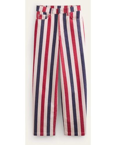 Boden High Rise Stripe Jeans - Red