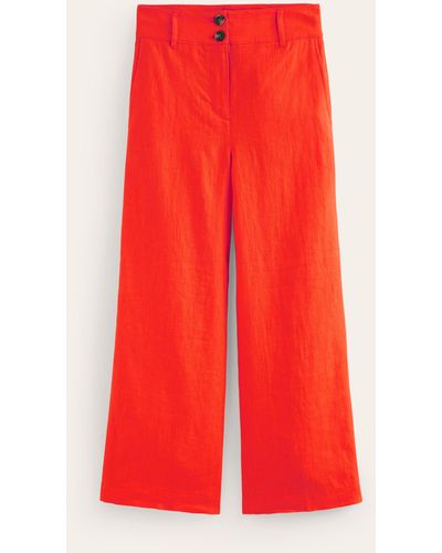 Boden Westbourne Linen Crop Trousers - Red