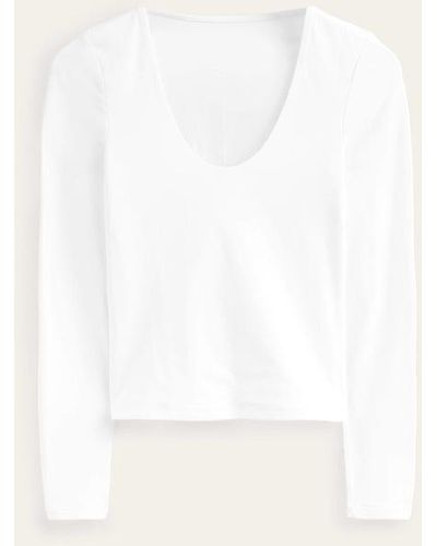 Boden Double Layer Scoop Neck Top - White