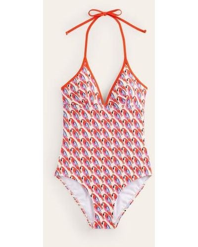 Boden Como String Swimsuit Multi, Tropical Parrot - Pink