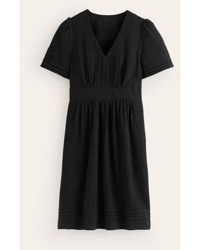 Boden Eve Double Cloth Short Dress - Black