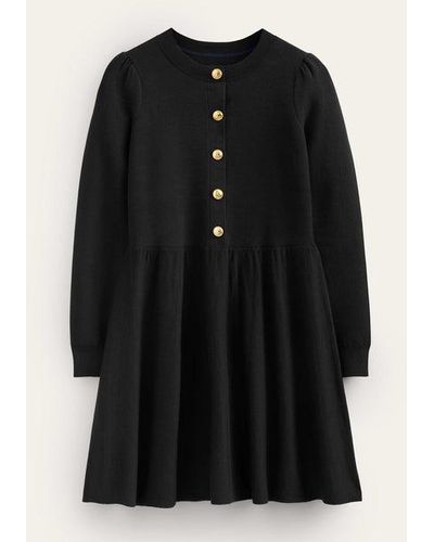 Boden Mini Button Detail Dress - Black