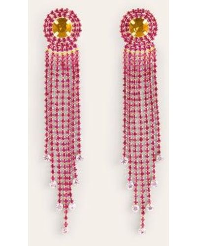 Boden Jeweled Fringe Earrings - Pink