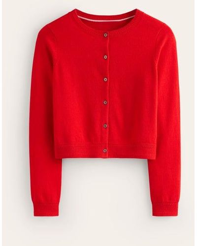 Boden Eva Cashmere Cropped Cardigan - Red