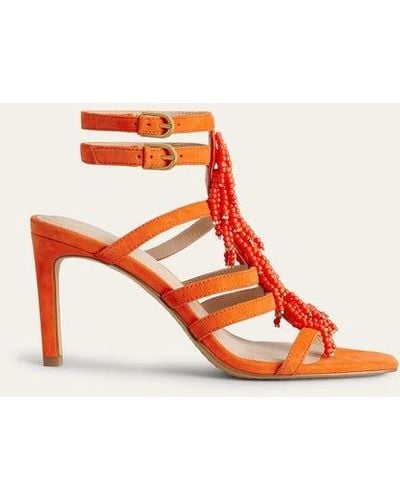 Boden Beaded Heeled Sandals - Orange