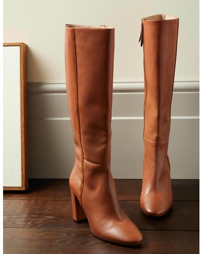 Boden Knee High Leather Boots - Brown