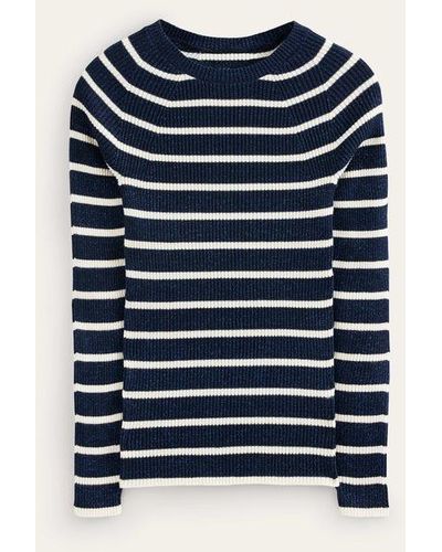 Boden Effie Sparkle Stripe Sweater Navy, Ivory Stripe - Blue