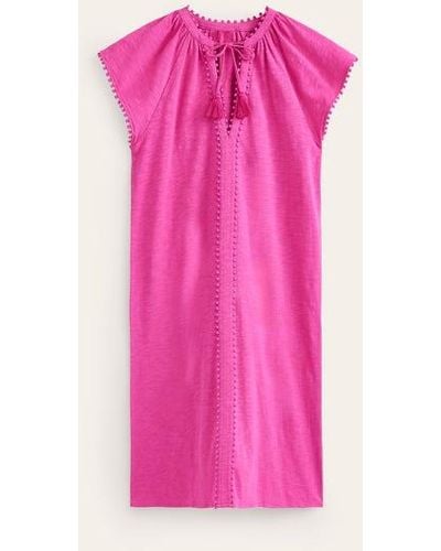 Boden Millie Pom Cotton Dress - Pink