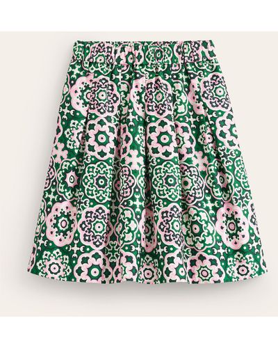 Boden Pleated Cotton Skirt - Green