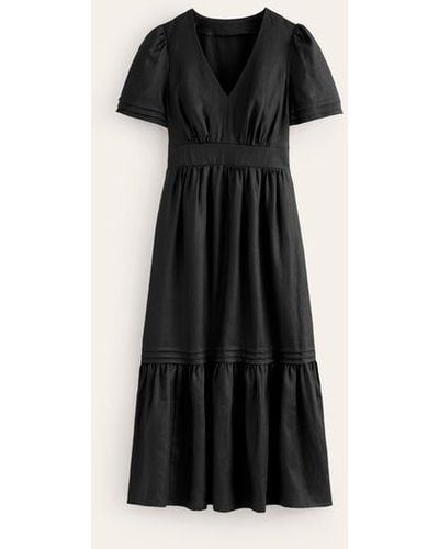 Boden Eve Linen Midi Dress - Black