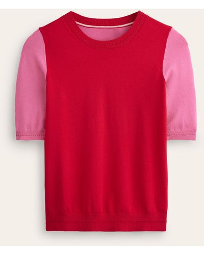 Boden T-shirt col rond catriona en coton - Rouge