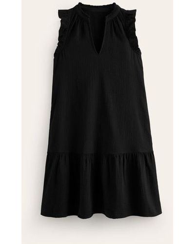 Boden Daisy Double Cloth Short Dress - Black
