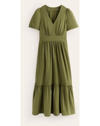 Boden Eve Double Cloth Midi Dress - Green