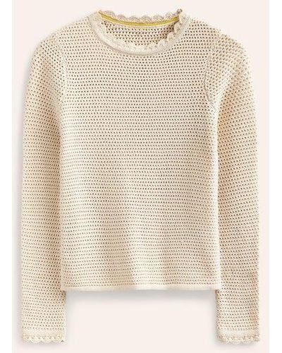 Boden Textured Scallop Sweater - Natural