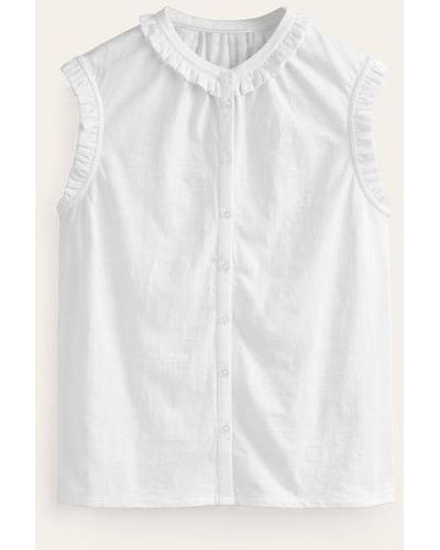 Boden Olive Sleeveless Shirt - White