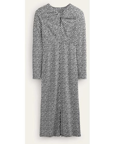 Boden Empire Knot Midi Dress - Grey