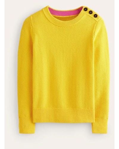 Boden Button Detail Stitch Sweater - Yellow