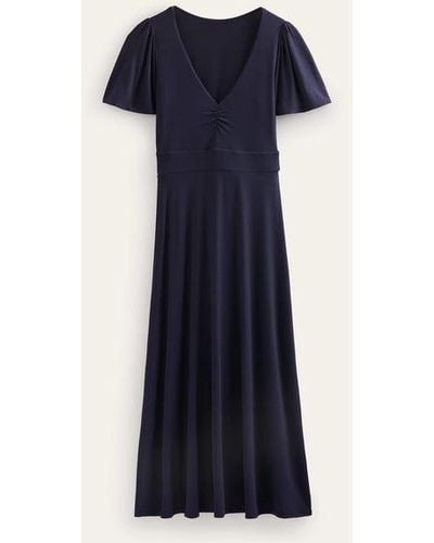 Boden V-neck Jersey Midi Dress - Blue