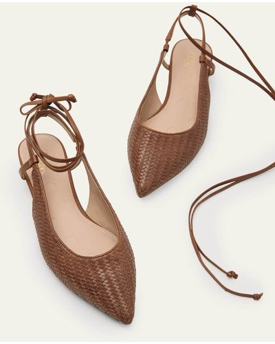 Boden Ankle Tie Pointed Flats - Natural