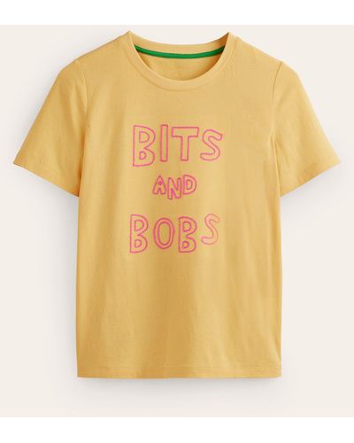 Boden T-shirt rosa brodé - Jaune
